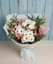 Букет цветов из:  Розы, Лизиантусы и Хризантемы #REPLACE_PRED# Новотроицкой
