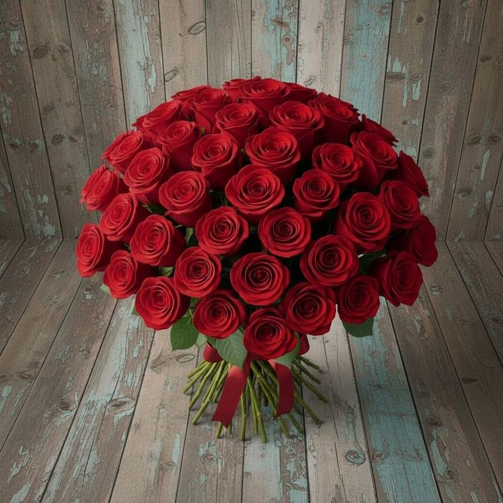 Букет 55 Красных роз Фридом в Новотроицкой