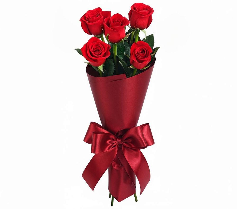 Букет 5 Красных роз Эдлесс Лав в Новотроицкой