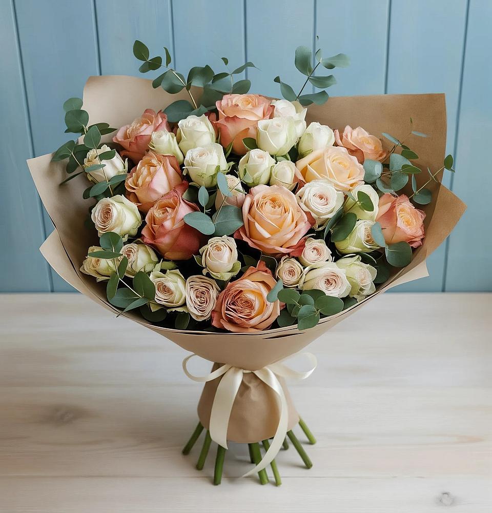 Букет цветов из: Альстромерии и Розы в Новотроицкой