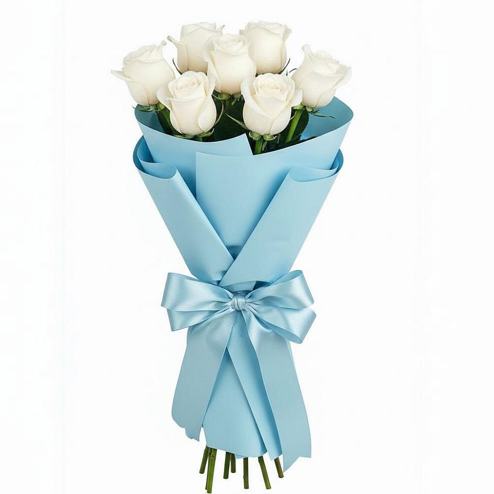 Букет 7 белых роз Проуд в Новотроицкой