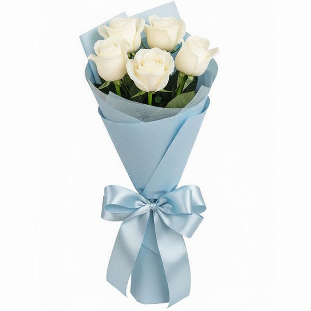Букет 5 Белых роз Проуд в Новотроицкой