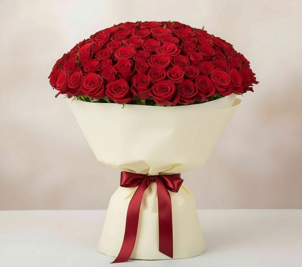 Букет 101 Красная роза Милано в Новотроицкой