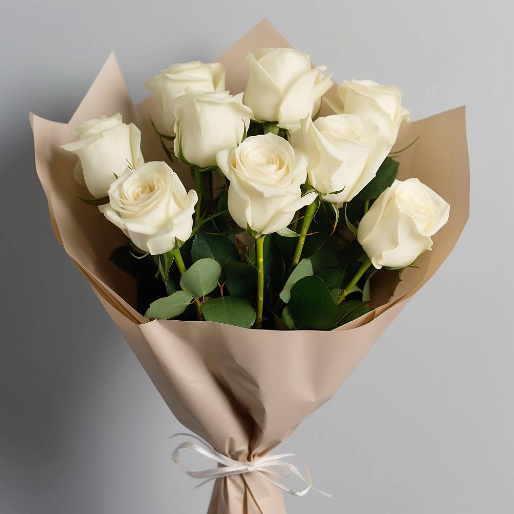 Букет 9 Белых роз Эдлесс Лав в Новотроицкой