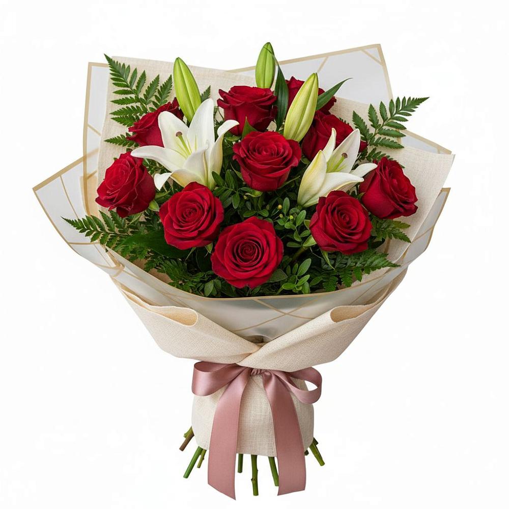 Букет цветов из: Лилии и Розы в Новотроицкой