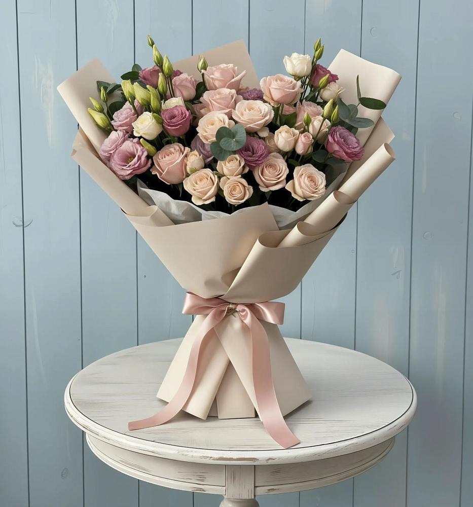 Букет цветов из: Розы и Лизиантусы в Новотроицкой