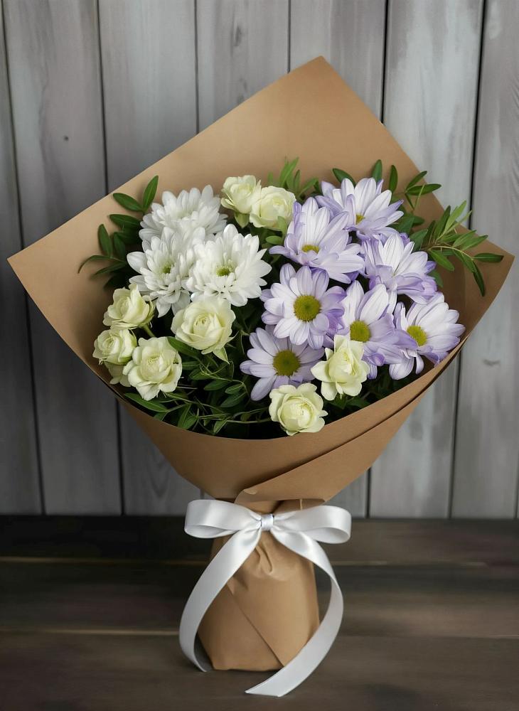 Букет цветов из: Хризантемы и Розы в Новотроицкой