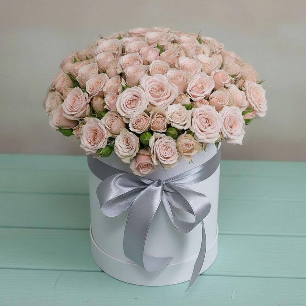 Цветочная композиция из Розы в шляпной коробке в Новотроицкой